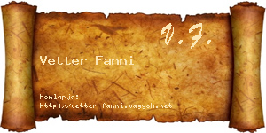 Vetter Fanni névjegykártya